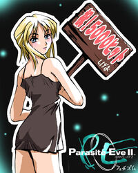  aya_brea black_dress blonde_hair blue_eyes dress female parasite_eve sigeo2000 solo 