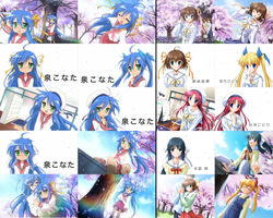  2boys 5girls =_= anime_screenshot asakura_nemu bell choker comparison da_capo da_capo_i genderswap_(ftm) highres izumi_konata jingle_bell lucky_star mizukoshi_moe mole mole_under_eye multiple_boys multiple_girls parody photoshop_(medium) ribbon rule_63 shirakawa_kotori time_paradox yoshino_sakura 