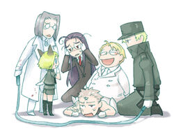  2girls 4boys blood captain_(hellsing) doctor_(hellsing) exhausted happy hellsing jump_rope major_(hellsing) multiple_boys multiple_girls nankakureman rip_van_winkle schroedinger_(hellsing) zorin_blitz 