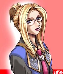  blonde_hair female final_fantasy final_fantasy_viii glasses lowres quistis_trepe seed_uniform_(ff8) sigeo2000 solo 