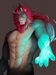  2016 3:4 anthro felid glowing glowing_body hi_res horn lion male mammal muscular muscular_anthro pantherine pecs solo tkfkd5362 undertaker 