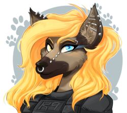  alpha_channel anthro armor canid canine canis clothed clothing digital_media_(artwork) domestic_dog female fully_clothed german german_shepherd glowing glowing_eyes hair herding_dog heterochromia looking_at_viewer mammal natasha_klopov pastoral_dog simple_background smile solo 