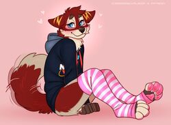  2022 4_toes anthro blush bottomless canid canine clothed clothing feet footwear heart_symbol hi_res hoodie jfet legwear long_socks male mammal multicolored_clothing multicolored_footwear multicolored_legwear multicolored_socks multicolored_thigh_highs multicolored_thigh_socks pattern_clothing pattern_footwear pattern_legwear pattern_socks pattern_stockings pattern_thigh_highs pattern_thigh_socks pawpads paws pink_clothing pink_footwear pink_legwear pink_socks pink_thigh_highs pink_thigh_socks samaella simple_background sitting socks solo stockings striped_clothing striped_footwear striped_legwear striped_socks striped_stockings striped_thigh_highs striped_thigh_socks stripes tail tail_motion tailwag thigh_highs thigh_socks toes topwear two_tone_clothing two_tone_footwear two_tone_legwear two_tone_socks two_tone_thigh_highs two_tone_thigh_socks white_clothing white_footwear white_legwear white_socks white_thigh_highs white_thigh_socks 