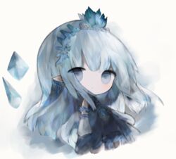  bad_id bad_pixiv_id black_dress blue_eyes blue_hair chibi closed_mouth commentary_request cottontailtokki crystal detached_sleeves dress erin_(granblue_fantasy) female full_body grey_background grey_sleeves long_hair long_sleeves pointy_ears shadowverse sleeveless sleeveless_dress sleeves_past_fingers sleeves_past_wrists solo tiara very_long_hair 