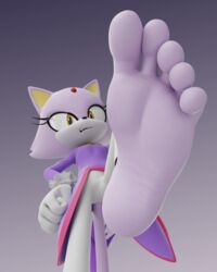  3d_(artwork) 4:5 5_fingers 5_toes absurd_res anthro barefoot big_feet biped blaze_the_cat clothing digital_media_(artwork) domestic_cat feet feetymcfoot felid feline felis female fingers foot_focus gloves handwear hi_res huge_feet humanoid_feet looking_at_viewer low-angle_view mammal open_mouth plantigrade raised_foot sega simple_background soles solo sonic_the_hedgehog_(series) stomping tail teeth toes worm&#039;s-eye_view yellow_eyes 