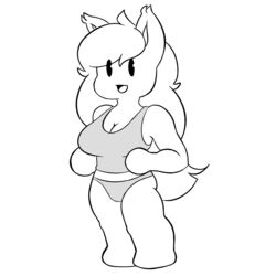  1:1 animated anthro big_breasts black_and_white breasts clothed clothing felid female fur hair hi_res humor mammal monochrome open_mouth pantherine panties short_playtime simple_background smile solo tech_tails_might techymight thrust thrusting tiger topwear underwear 