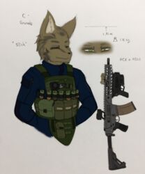  absurd_res anthro canid canine canis coyote grenade_launcher gun hi_res lucas_ajack m203 male mammal mercenary military ranged_weapon rifle sig_mcx soldier solo warrior weapon zzinhimsum 