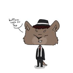  1:1 anthro chibi closed_eyes clothed clothing dialogue english_text front_view fully_clothed hat headgear headwear hi_res huge_head male mammal mustelid otter repzzmonster simple_background smile solo standing text toony white_background 