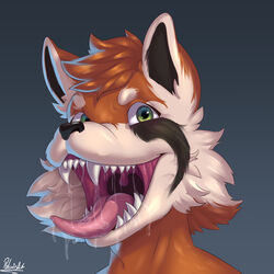  1:1 absurd_res ailurid anthro faceless_character faceless_male gag hi_res male mammal mouth_shot open_mouth polarisart red_panda sexy_eyes smile solo uvula 