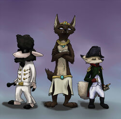  anthro avo_(weaver) barefoot bovid brown_body brown_fur canid canine canis caprine charlie_(weaver) clothing corsac_fox costume disney eyewear famished_(artist) fangs feet female fox fur group headgear hi_res jackal jewelry male mammal pack_street remmy_cormo sheep simple_background standing sunglasses tan_body tan_fur teeth true_fox zootopia 