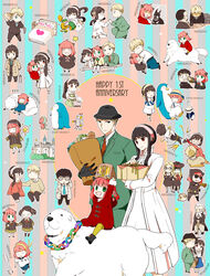  !? 4girls 5boys :o animal anya_(spy_x_family) apron aqua_eyes bag ball becky_blackbell bed black_dress black_hair black_headwear black_pants blonde_hair blue_skirt bob_cut bodysuit bond_(spy_x_family) boots box bread brother_and_sister brown_eyes canine carrying carrying_overhead castle chibi child_carry closed_eyes coat commentary_request cooking covered_eyes damian_desmond director_chimera_(spy_x_family) dress earrings embarrassed english_text eye_contact facial_hair family fish food formal franky_franklin gift gift_box gloom_(expression) great_pyrenees green_eyes groceries grocery_bag gun gym_uniform hairband hairpods handgun happy hat hat_over_eyes headdress heart heart_print henry_henderson highres holding holding_bag holding_gun holding_hands holding_weapon hood hood_basket hood_down hug hugging_object in_the_face invisible_chair jewelry koniwa lamp laughing lolicon long_hair long_sleeves looking_at_another lying mask motion_lines moustache multiple_boys multiple_girls murdoch_swan necktie o_o object_on_head old old_man on_one_knee on_side pants pantyhose paper_bag pillow pink_hair ponytail pot punching red_eyes red_sweater removing_mask riding robot running school_uniform shopping_bag siblings sidelocks sitting skirt slapping sleeping socks spinning spy_x_family standing striped striped_background stuffed_animal stuffed_penguin stuffed_toy suit suitcase sun_hat sunglasses surprised sweat sweater sweater_dress sylvia_sherwood throwing tied_hair twilight_(spy_x_family) vertical_stripes weapon white_dress yes yes-no_pillow yor_briar yuri_briar zzz 