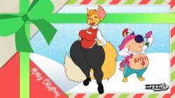  anthro christmas christmas_clothing clothing domestic_cat felid feline felis female hi_res holidays hyena jeffrey_taggart lila_becker lips male mammal overweight solo thewilldpink thick_bottom_lip 