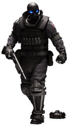  absurdres armor belt capcom explosive goggles grenade gun helmet highres knife mask official_art resident_evil resident_evil_operation_raccoon_city solo uniform walking weapon 