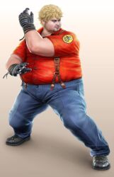  absurdres beard bob_(tekken) denim facial_hair fat fat_man highres jeans kfc pants suspenders tekken tekken_6 