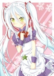  bad_id bad_pixiv_id blush female frown hoshizora_no_memoria maid mare_s._ephemeral mayuzumi_makiha twintails white_hair wrist_cuffs yellow_eyes 