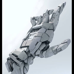  android blue_theme commentary_request gradient_background hand_focus joints kou_(mechalog) mecha monochrome no_humans pillarboxed robot robot_joints 