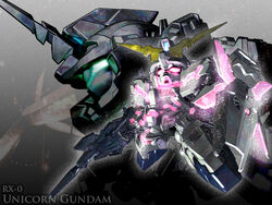  a_mituhashi chibi commentary_request gundam gundam_unicorn mecha no_humans nt-d photoshop_(medium) robot sd_gundam shield sparkle unicorn_gundam 