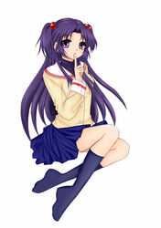  bad_id bad_pixiv_id blue_hair clannad female hair_bobbles hair_ornament hikarizaka_private_high_school_uniform ichinose_kotomi long_hair photoshop_(medium) prinz_luzifer purple_eyes school_uniform solo two_side_up 