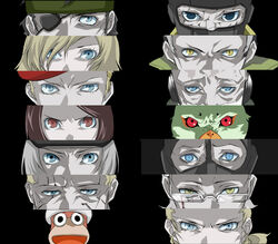  3girls 6+boys artist_request asashinz big_boss bird blue_eyes brown_eyes brown_hair check_artist column_lineup eva_(metal_gear) eye_focus eyepatch glasses grey_hair ivan_raidenovitch_raikov metal_gear_(series) metal_gear_solid_3:_snake_eater monkey multiple_boys multiple_girls para-medic_(mgs3) parody parrot persona persona_3 persona_eyes revolver_ocelot saru_getchu the_boss the_end_(metal_gear) the_fear the_fury the_pain the_sorrow yellow_eyes yevgeny_borisovitch_volgin 