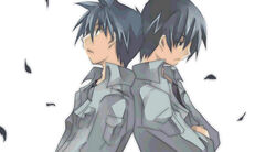  2boys back-to-back blue_hair clannad commentary_request kera male_focus multiple_boys okazaki_tomoya yoshino_yuusuke 