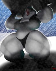  anthro armello big_breasts black_sclera boulder breasts canid canine canis clothed clothing female fur grey_body grey_fur league_of_geeks magna_(armello) mammal miranwolf_(artist) mostly_nude mostly_nude_anthro multicolored_body multicolored_fur muscular muscular_anthro muscular_female muscular_thighs open_mouth rock snow solo thick_thighs two_tone_body two_tone_fur underwear white_body white_fur wolf yellow_eyes 