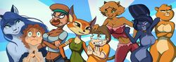  2019 absurd_res annoyed anthro beard beehive_(hairstyle) bianca_(sheep_and_wolves) blue_hair bovid breasts brown_hair candy_kong canid canine canis caprine cat_clover choker choker_only cleavage clothed clothing clover_(totally_spies!) domestic_cat donkey_kong_(series) donkey_kong_country_(tv_series) ear_piercing ear_ring el_arca eyewear facial_hair featureless_breasts featureless_crotch felid feline felis female flutterspartan fox glasses gold_(metal) gold_choker gold_jewelry gold_necklace green_eyes group hair haplorhine hi_res human jewelry jewelry_only kairel lyra_(sheep_and_wolves) male mammal melanistic monkey necklace necklace_only nintendo nude one_eye_closed panicking panthy piercing pngtuber primate ring_piercing saberspark saberspark_(character) sheep sheep_and_wolves simple_background smile spark:_a_space_tail torn_clothing totally_spies! vix_(a_space_tail) vtuber whiskers wizart_animation wolf worried 