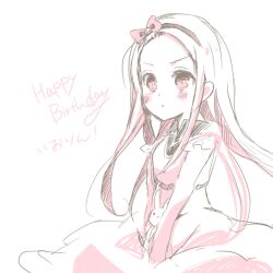  bad_id bad_pixiv_id blush female forehead happy_birthday idolmaster idolmaster_(classic) long_hair minase_iori monochrome shiroi_hakuto simple_background solo white_background 