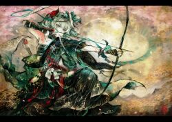  aiming alternate_costume archery arrow_(projectile) bandages bow_(weapon) collarbone commentary_request drawing_bow female grey_eyes grey_hair hadanugi_dousa hair_ornament hairband holding holding_arrow holding_bow_(weapon) holding_weapon japanese_clothes katana kimono konpaku_youmu konpaku_youmu_(ghost) letterboxed open_clothes open_kimono outstretched_arm quiver sarashi shigaraki_(strobe_blue) short_hair solo sword touhou weapon 