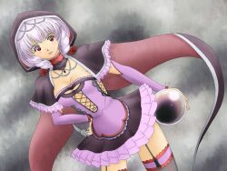  breasts drill_hair female gothic_lolita lolita_fashion orb red_eyes soul_calibur soulcalibur_v thighhighs twintails viola_(soulcalibur) white_hair 