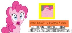  blob_(disambiguation) bodily_fluids embarrassed equid equine friendship_is_magic fur hair hasbro horse mammal memories most_likely_to_become_a_cow? my_little_pony oink overweight party pimples pink_body pink_fur pink_hair pink_skin pinkie_pie_(mlp) plaque pony she_was_that_fat_in_middle_school? shocked sweat the_horror tongue tongue_out zits 