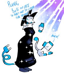  2026 abstract_background android anthro ass clothed clothing darkner deltarune felid feline female female_anthro feral fully_clothed hi_res humanoid machine mammal nun nun_outfit prayer praying robot slim solo tail tasque tasque_manager tasque_manager_(nun) text undertale_(series) yanisp5 