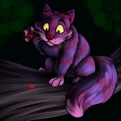  1:1 2012 alice_in_wonderland alice_in_wonderland_(1951) alice_in_wonderland_(disney) amocin cheshire_cat cheshire_cat_(disney) cheshire_cat_(species) digital_media_(artwork) disney domestic_cat felid feline felis feral fur in_tree laser mammal night outside paws plant solo tail tree 