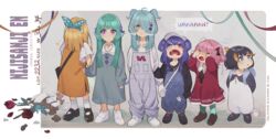  6+girls aged_down black_hair blue_eyes blue_hair bow broken_vase closed_eyes crying elira_pendora finana_ryugu fins fish_girl full_body gradient_hair green_hair hair_ornament hair_over_one_eye hair_ribbon hairbow hairclip head_fins heterochromia highres kamameshi_gougoumaru lazulight lolicon long_hair multicolored_hair multiple_girls nijisanji nijisanji_en obsydia_(nijisanji) open_mouth petra_gurin pink_hair pomu_rainpuff purple_eyes purple_hair ribbon rosemi_lovelock selen_tatsuki short_hair virtual_youtuber wavy_mouth 