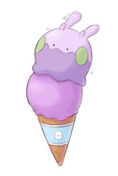  7mb_yut food goomy grey_background ice_cream ice_cream_cone poke_ball pokemon pokemon_(creature) simple_background smile solo twitter_username 