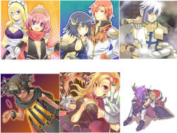  4boys 4girls armor assassin_(ragnarok_online) assassin_cross_(ragnarok_online) bandages bandages_over_clothes black_gloves black_shirt black_shoes black_tank_top blonde_hair blue_cape blue_headband blue_sleeves breastplate breasts cape cleavage closed_mouth clothing_cutout coat commentary_request compilation creator_(ragnarok_online) crescent crescent_hair_ornament cross cross_print crown crusader_(ragnarok_online) dress flat_chest fur-trimmed_sleeves fur_trim gauntlets glasses gloves gold_trim hair_ornament headband heart heart_hair_ornament high_priest_(ragnarok_online) holding holding_shield holding_vial long_hair long_sleeves looking_at_viewer maid_headdress marduk_(ragnarok_online) medium_breasts midori126 multicolored_coat multiple_boys multiple_girls open_mouth pants pauldrons pince-nez pink_eyes pink_hair plunging_neckline potion purple_eyes purple_hair purple_pants purple_shirt ragnarok_online red_cape red_coat red_eyes red_scarf scarf shield shirt shoes short_hair shoulder_armor sitting sleeveless sleeveless_shirt small_breasts smile stalker_(ragnarok_online) stomach_cutout strapless strapless_dress tabard tank_top two-tone_coat upper_body vanilmirth_(ragnarok_online) vial white_coat white_gloves white_hair white_tabard yellow_eyes 