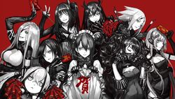  6+girls agent_(girls_frontline) alchemist_(girls_frontline) architect_(girls_frontline) black_hair chinese_new_year destroyer_(girls_frontline) double_bun eyepatch firecrackers gager_(girls_frontline) gas_mask girls_frontline grey_eyes hunter_(girls_frontline) infukun intruder_(girls_frontline) multiple_girls pale_skin sangvis_ferri scarecrow_(girls_frontline) side_ponytail twintails white_hair 