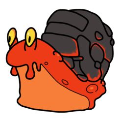  2017 ambiguous_gender bugdex countershade_torso countershading digital_drawing_(artwork) digital_media_(artwork) elemental_creature eyestalks feral front_view frown full-length_portrait gastropod gastropod_shell generation_2_pokemon glowing goo_creature grey_shell lava lava_creature magcargo mineral_fauna mollusk mollusk_shell nintendo no_sclera orange_body orange_countershading pokemon pokemon_(species) portrait ricky_hoffman rock shell simple_background solo toony uniped white_background yellow_eyes 