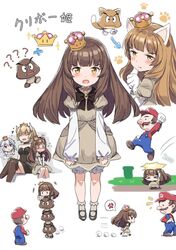  +++ 1boy 3girls ? anger_vein animal_ears arrow_(symbol) blonde_hair bloomers blunt_bangs blush bowsette breasts brown_hair cat_ears cat_goomba cnm dress dust_cloud facial_hair fang_out fangs flying_sweatdrops goomba goomba_tower grass hand_on_another&#039;s_head highres horns jumping kemonomimi_mode long_hair looking_at_viewer luigi&#039;s_mansion mario mario_(series) mary_janes medium_breasts motion_lines moustache multiple_girls multiple_views new_super_mario_bros._u_deluxe nose_blush oerba_yun_fang overalls paw_pose paw_print princess_cat_goomba princess_goomba princess_king_boo puffy_short_sleeves puffy_sleeves purple_eyes shoes short_sleeves source_request spoken_anger_vein super_crown super_mario_3d_world underwear v-shaped_eyebrows warp_pipe waving_arm white_hair 