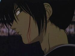  blood death_glare himura_kenshin looking_at_viewer rurouni_kenshin scar you_are_already_dead 