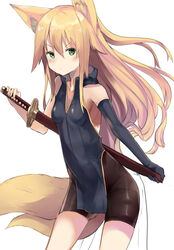  animal_ears bike_shorts haik kitsune sword tail 