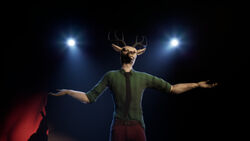  16:9 3d_(artwork) antlers beastars belt belt_buckle biped blender_(artwork) bottomwear brown_antlers brown_belt brown_eyes brown_necktie brown_nose buckle cervine clothed clothing curtains deer digital_media_(artwork) fully_clothed fully_clothed_anthro fully_clothed_male fur green_clothing green_shirt green_topwear hi_res horn kertit light lighting looking_at_viewer louis_(beastars) low-angle_view male mammal necktie pants pattern_clothing pattern_shirt pattern_topwear portrait red_bottomwear red_clothing red_curtains red_deer red_pants shadow shirt slim solo spread_arms stage stage_lights standing striped_clothing striped_shirt striped_topwear stripes substance_painter_(artwork) tan_body tan_fur three-quarter_portrait topwear unreal_engine_(artwork) untucked_shirt widescreen 