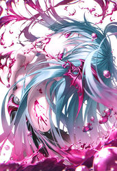  andi_1021 backless_dress backless_outfit bad_id bad_pixiv_id blood blue_hair breasts demon demon_girl demon_wings dress female highres multicolored_hair original pale_skin pink_blood pink_hair purple_eyes solo vampire wings 