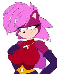  anthro big_breasts breasts clothing colored dic_entertainment digital_media_(artwork) eulipotyphlan female fur hair hand_on_breast hedgehog hi_res mammal sega solo sonia_the_hedgehog sonic_the_hedgehog_(series) sonic_underground superbunnygt tagme 