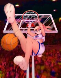  3_toes 4_fingers anthro ball barefoot basketball basketball_(ball) basketball_uniform biped blonde_hair breasts clothing crowd digital_media_(artwork) feet female fingers gloves group hair handwear hi_res ibispaint_(artwork) ignitus_(artist) lagomorph leporid lola_bunny looney_tunes mammal pawpads plantigrade rabbit scut_tail short_tail soles solo_focus space_jam sportswear tail toes tune_squad_outfit tune_squad_outfit_(1996) under_boob uniform warner_brothers 