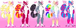  anthro avoid_posting breasts candychameleon chameleon featureless_breasts female group hi_res jackson&#039;s_chameleon lizard model_sheet non-mammal_breasts nude reptile scalie standing 