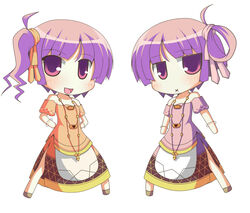  2girls :x bad_id bad_pixiv_id chibi kouda_hayato_(e-gis) multiple_girls ritos_tortilla salsa_tortilla shukufuku_no_campanella simple_background 