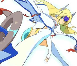  bad_id bad_pixiv_id blazblue blonde_hair blue_eyes female headband izumi_(ko8) long_hair mu-12 solo thighhighs 