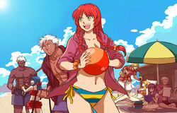  4boys 4girls bikini commentary_request crossover emu_(losspass) hinanawi_tenshi hong_meiling krizalid long_hair m.u.g.e.n magaki_(kof) md5_mismatch mukai_(kof) multiple_boys multiple_girls patchouli_knowledge resolution_mismatch rugal_bernstein source_larger straight summer swimsuit the_king_of_fighters touhou yakumo_yukari 