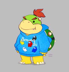  among_us anthro black_(among_us) blue_(among_us) bowser_jr. clothing crewmate_(among_us) eyebrows hair hoodie innersloth kairy_draws koopa lolicon male mario_bros nintendo red_(among_us) red_hair scalie shell sml_(youtube) solo spiked_shell spikes spikes_(anatomy) thick_eyebrows topwear white_(among_us) yellow_(among_us) young young_anthro 