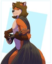  absurd_res alfred_(umpherio) anthro bard belly bottomwear canid canine clothing fox hi_res loincloth lute male mammal musical_instrument navel playing_music plucked_string_instrument red_fox solo string_instrument tribal tribal_clothing true_fox umpherio 